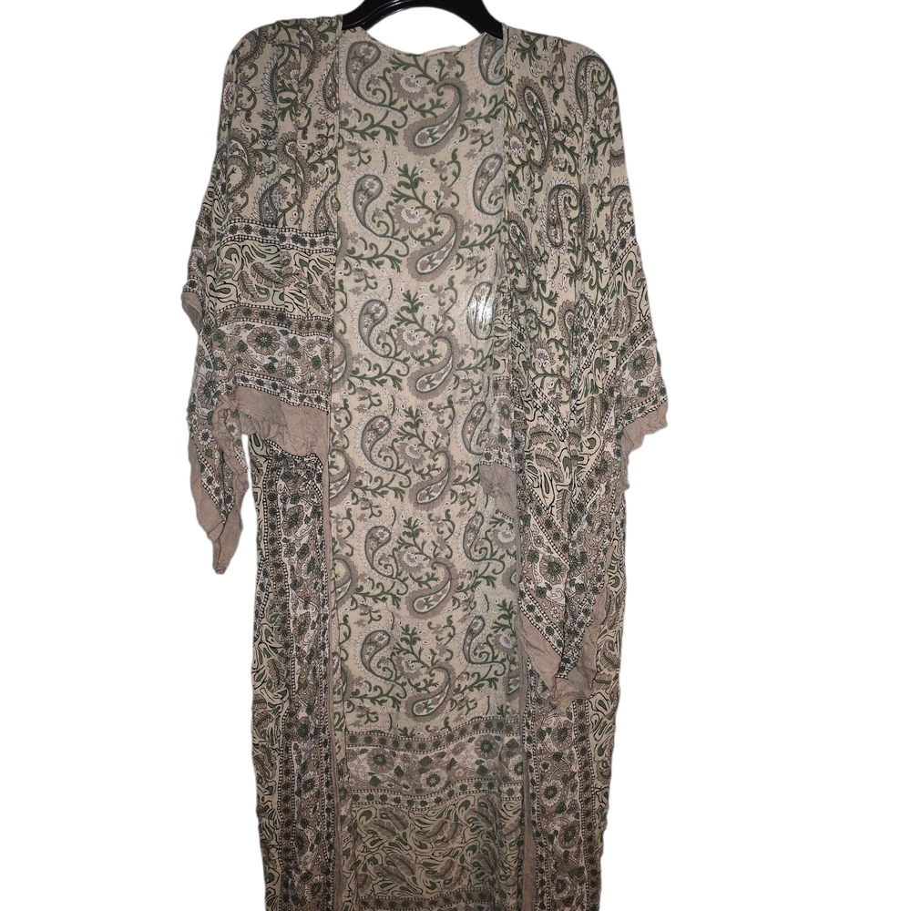 Free People Paisley Kimono in Green and Greyish Purple